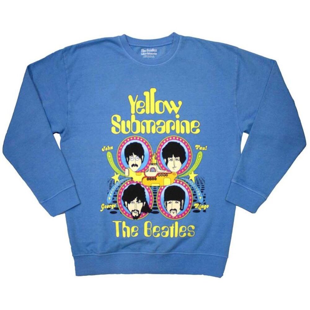 The Beatles Unisex Adult Yellow Submarine Heads In Circles Sweatshirt / Blue